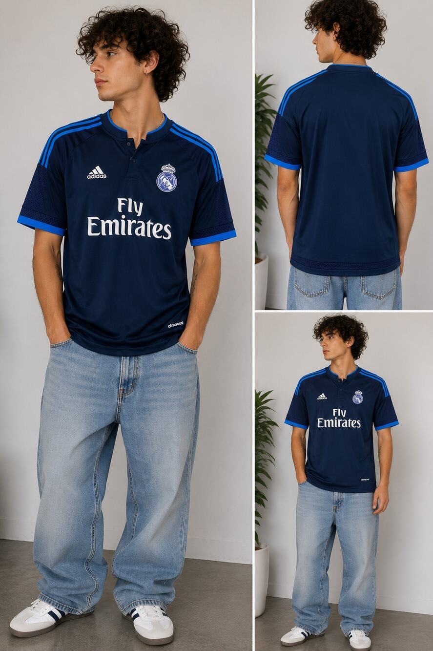 Adidas Real Madrid ClimaCool Jersey L Navy Blue Fly Emirates Soccer Football